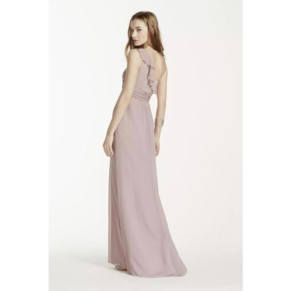 David's Bridal One Shoulder Chiffon Dress/Cascading - NWOT‎ - Picture 3 of 4